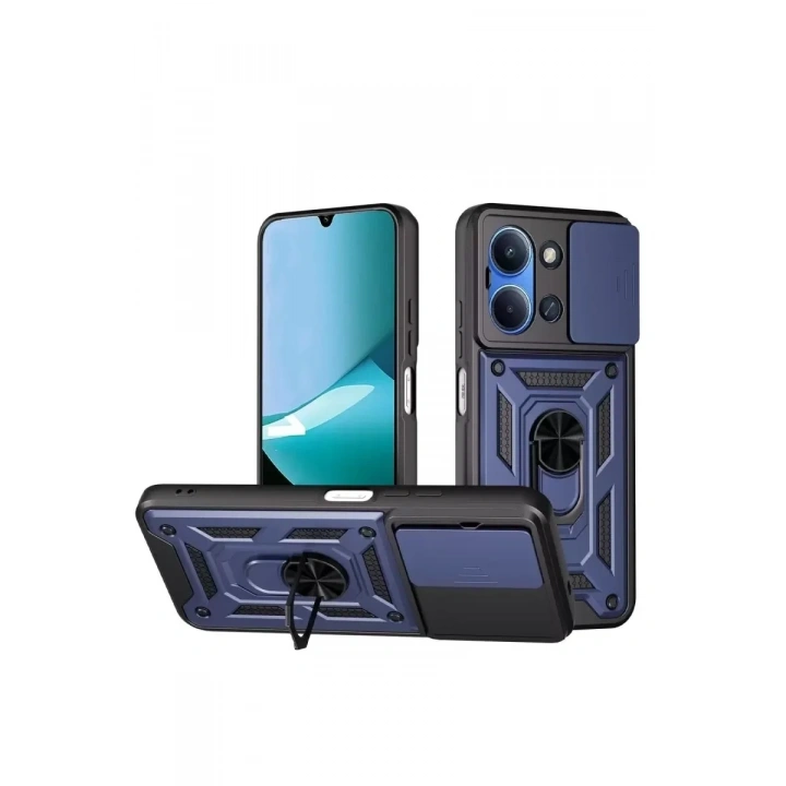 Mey İthalat®   Redmi 15C 4G Pars Lens Yüzüklü Silikon - Lacivert