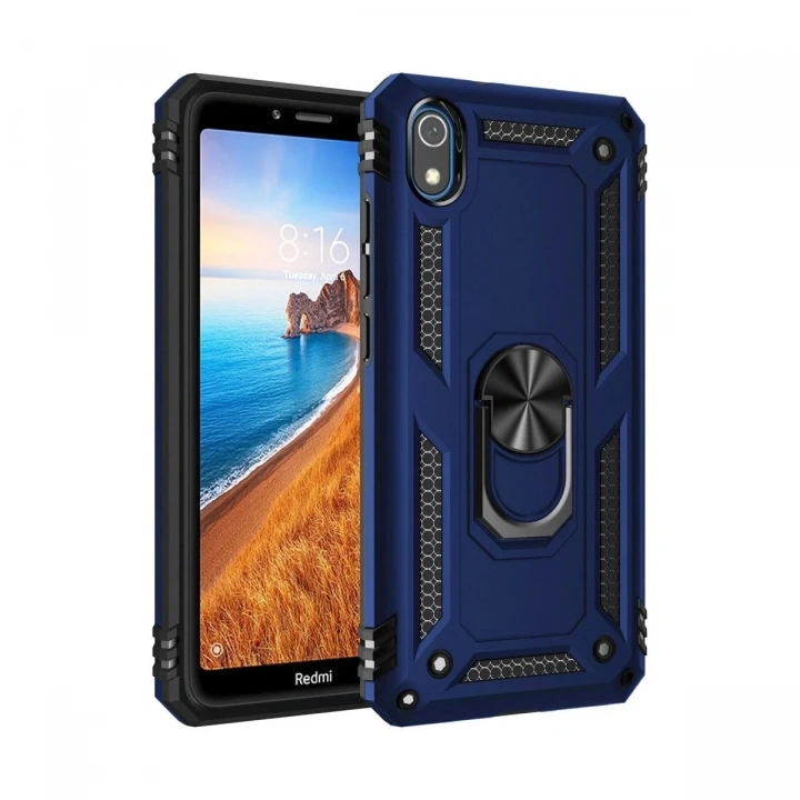 Mey İthalat®   Redmi 7A Kılıf Sofya Yüzüklü Silikon Kapak - Lacivert