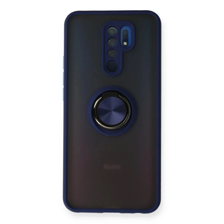 Mey İthalat®   Redmi 9 Kılıf Montreal Yüzüklü Silikon Kapak - Lacivert