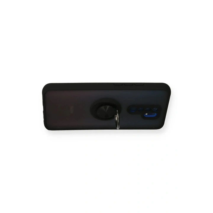 Mey İthalat®   Redmi 9 Kılıf Montreal Yüzüklü Silikon Kapak - Siyah