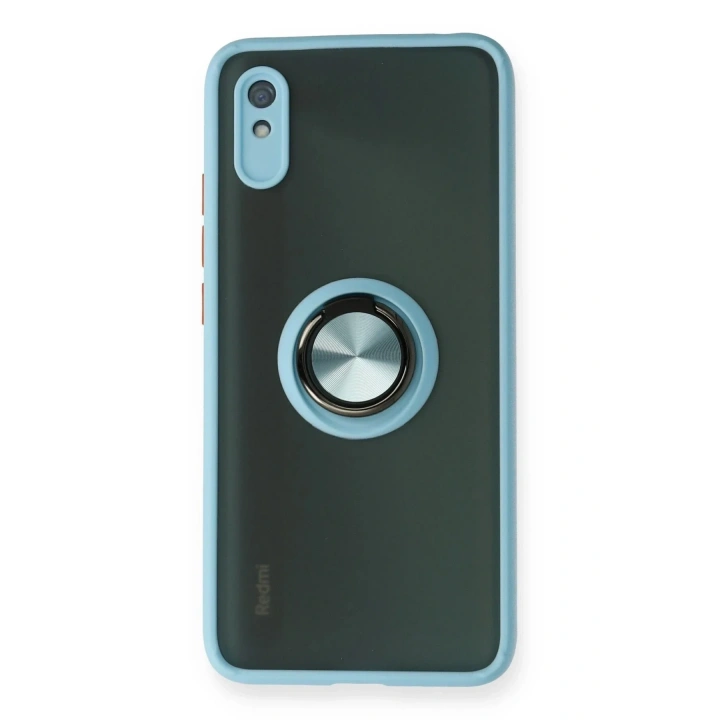 Mey İthalat®   Redmi 9A Kılıf Montreal Yüzüklü Silikon Kapak - Buz Mavi