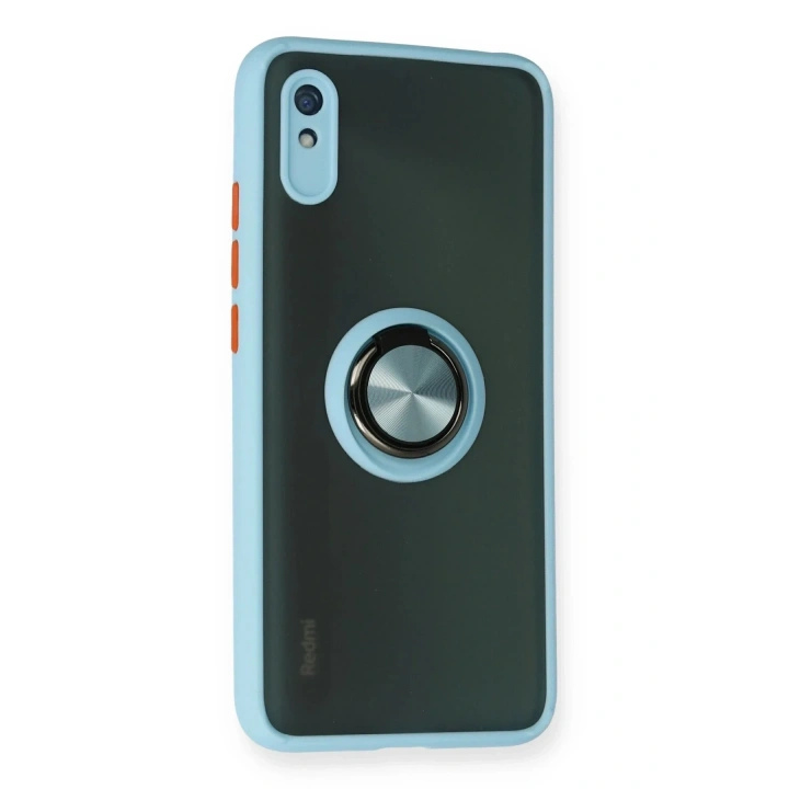 Mey İthalat®   Redmi 9A Kılıf Montreal Yüzüklü Silikon Kapak - Buz Mavi