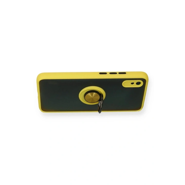 Mey İthalat®   Redmi 9A Kılıf Montreal Yüzüklü Silikon Kapak - Sarı