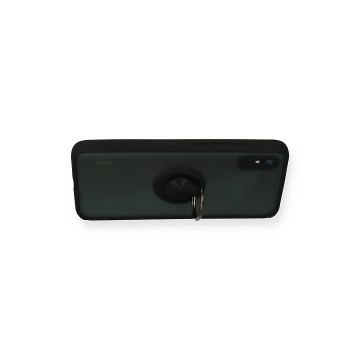 Mey İthalat®   Redmi 9A Kılıf Montreal Yüzüklü Silikon Kapak - Siyah