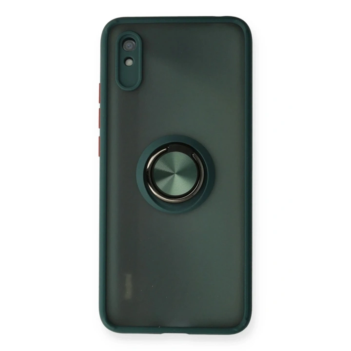 Mey İthalat®   Redmi 9A Kılıf Montreal Yüzüklü Silikon Kapak - Yeşil