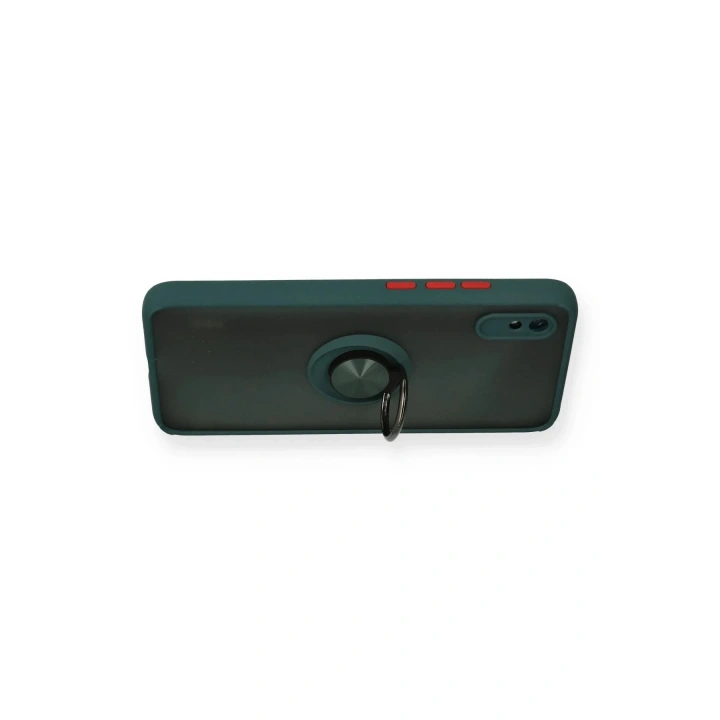 Mey İthalat®   Redmi 9A Kılıf Montreal Yüzüklü Silikon Kapak - Yeşil