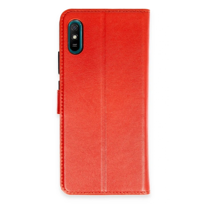 Mey İthalat®   Redmi 9A Kılıf Trend S Plus Kapaklı Kılıf - Kırmızı