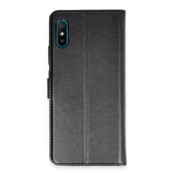 Mey İthalat®   Redmi 9A Kılıf Trend S Plus Kapaklı Kılıf - Siyah