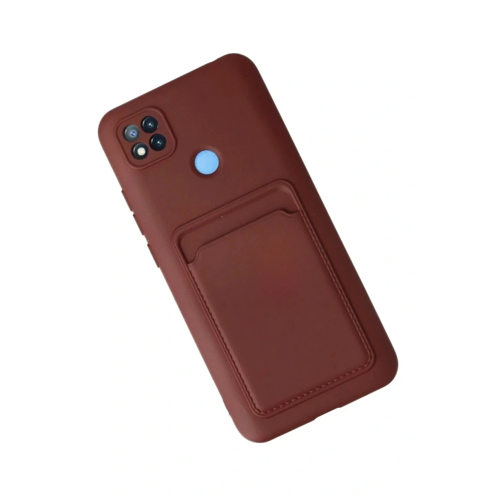 Mey İthalat®   Redmi 9C Kılıf Kelvin Kartvizitli Silikon - Bordo