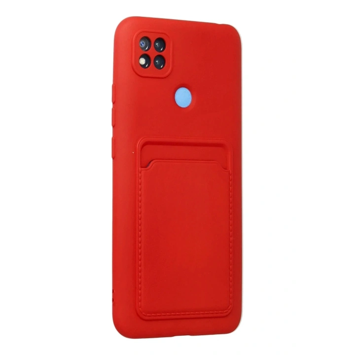 Mey İthalat®   Redmi 9C Kılıf Kelvin Kartvizitli Silikon - Kırmızı
