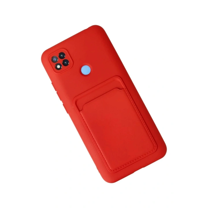 Mey İthalat®   Redmi 9C Kılıf Kelvin Kartvizitli Silikon - Kırmızı
