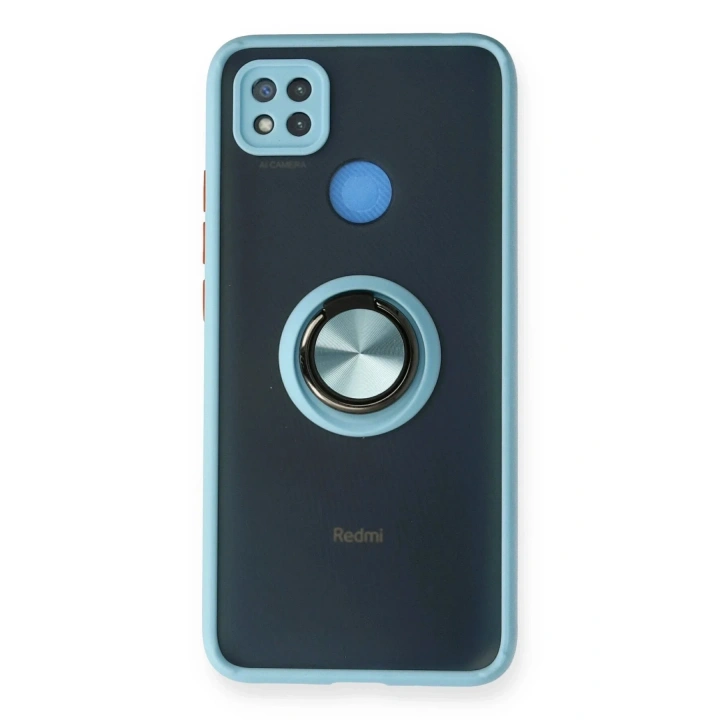 Mey İthalat®   Redmi 9C Kılıf Montreal Yüzüklü Silikon Kapak - Buz Mavi