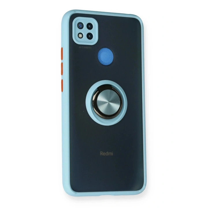 Mey İthalat®   Redmi 9C Kılıf Montreal Yüzüklü Silikon Kapak - Buz Mavi