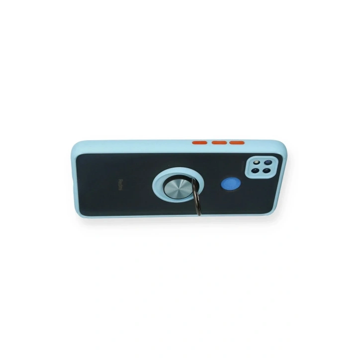 Mey İthalat®   Redmi 9C Kılıf Montreal Yüzüklü Silikon Kapak - Buz Mavi
