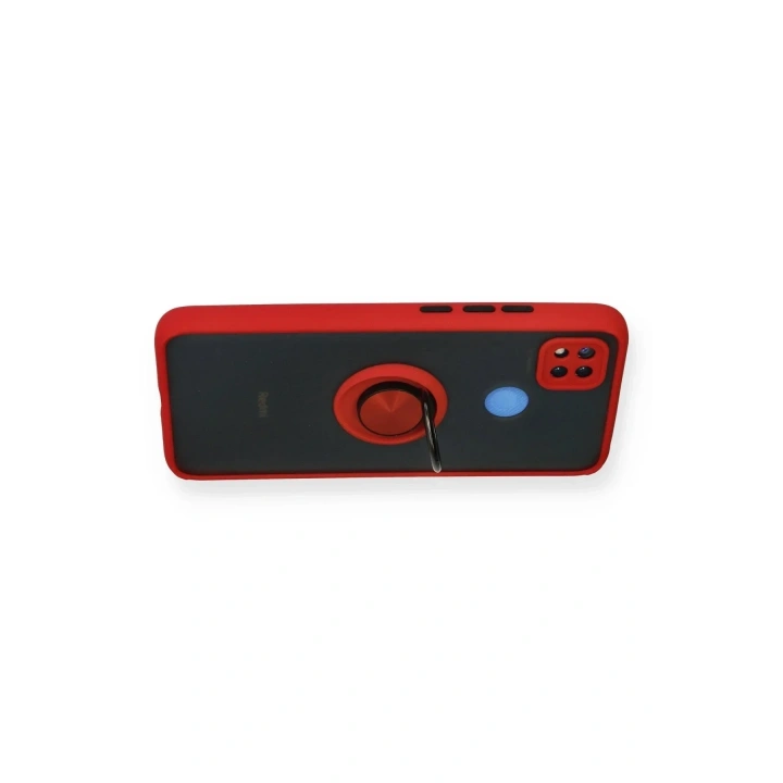 Mey İthalat®   Redmi 9C Kılıf Montreal Yüzüklü Silikon Kapak - Kırmızı