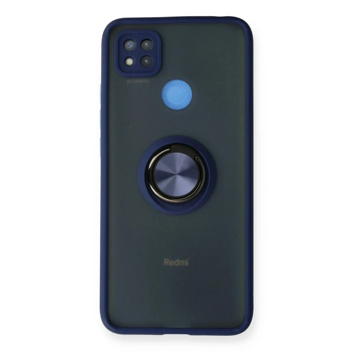 Mey İthalat®   Redmi 9C Kılıf Montreal Yüzüklü Silikon Kapak - Lacivert