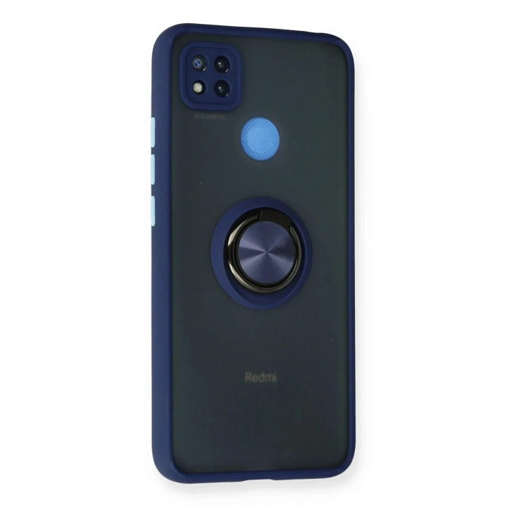 Mey İthalat®   Redmi 9C Kılıf Montreal Yüzüklü Silikon Kapak - Lacivert