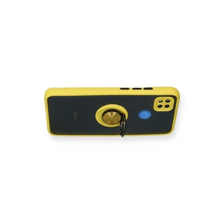 Mey İthalat®   Redmi 9C Kılıf Montreal Yüzüklü Silikon Kapak - Sarı