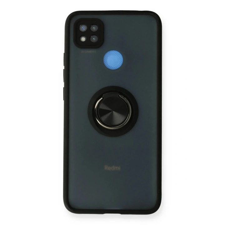 Mey İthalat®   Redmi 9C Kılıf Montreal Yüzüklü Silikon Kapak - Siyah