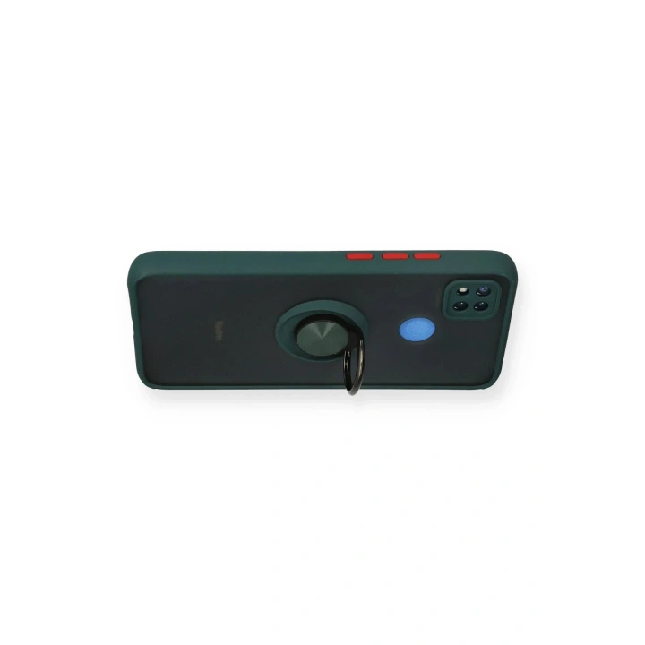 Mey İthalat®   Redmi 9C Kılıf Montreal Yüzüklü Silikon Kapak - Yeşil