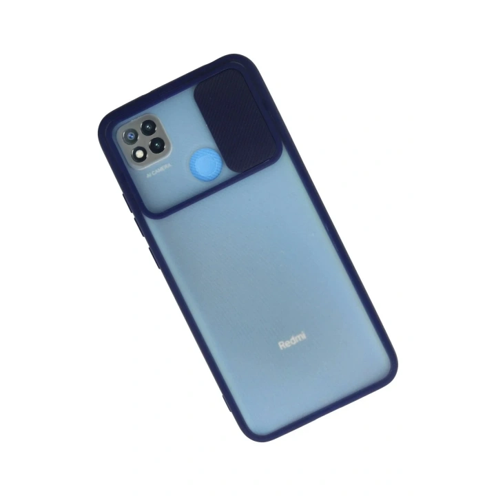 Mey İthalat®   Redmi 9C Kılıf Palm Buzlu Kamera Sürgülü Silikon - Lacivert