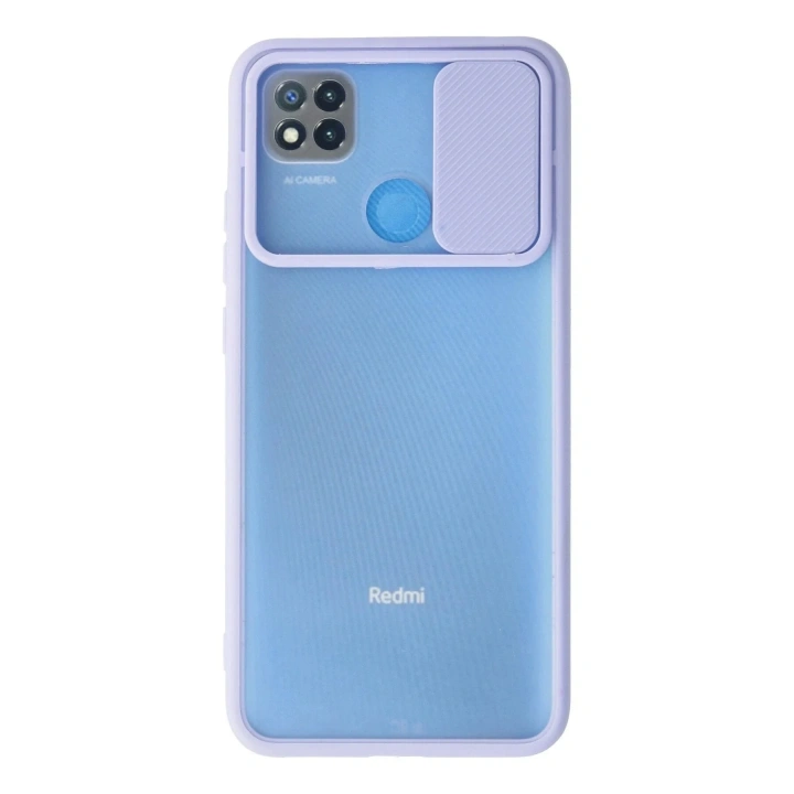 Mey İthalat®   Redmi 9C Kılıf Palm Buzlu Kamera Sürgülü Silikon - Lila