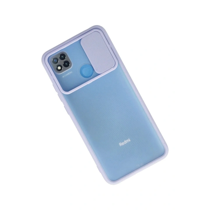 Mey İthalat®   Redmi 9C Kılıf Palm Buzlu Kamera Sürgülü Silikon - Lila