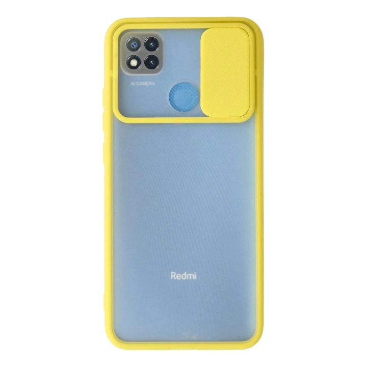 Mey İthalat®   Redmi 9C Kılıf Palm Buzlu Kamera Sürgülü Silikon - Sarı