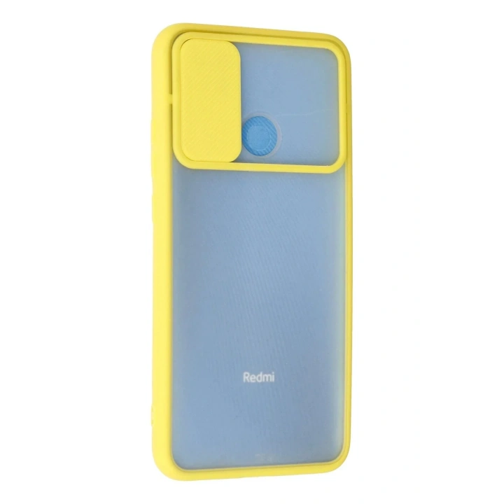 Mey İthalat®   Redmi 9C Kılıf Palm Buzlu Kamera Sürgülü Silikon - Sarı