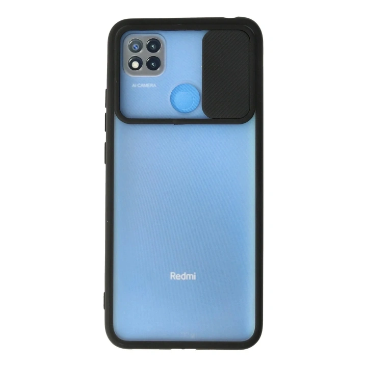 Mey İthalat®   Redmi 9C Kılıf Palm Buzlu Kamera Sürgülü Silikon - Siyah