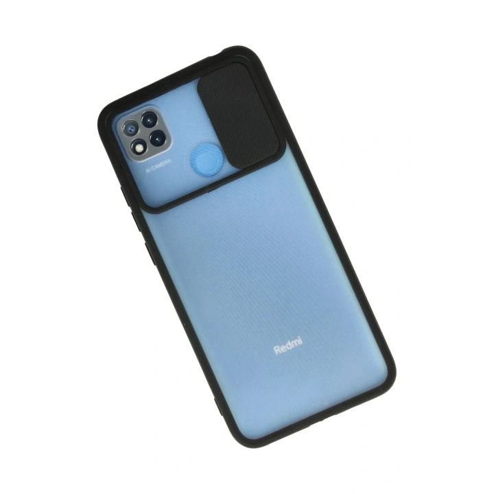 Mey İthalat®   Redmi 9C Kılıf Palm Buzlu Kamera Sürgülü Silikon - Siyah