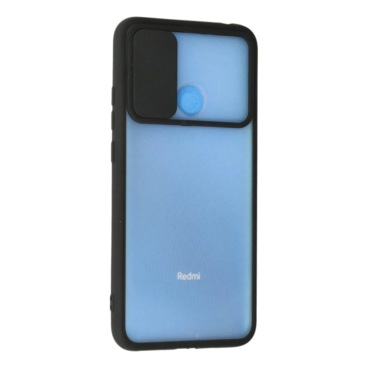 Mey İthalat®   Redmi 9C Kılıf Palm Buzlu Kamera Sürgülü Silikon - Siyah