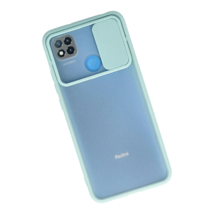 Mey İthalat®   Redmi 9C Kılıf Palm Buzlu Kamera Sürgülü Silikon - Turkuaz