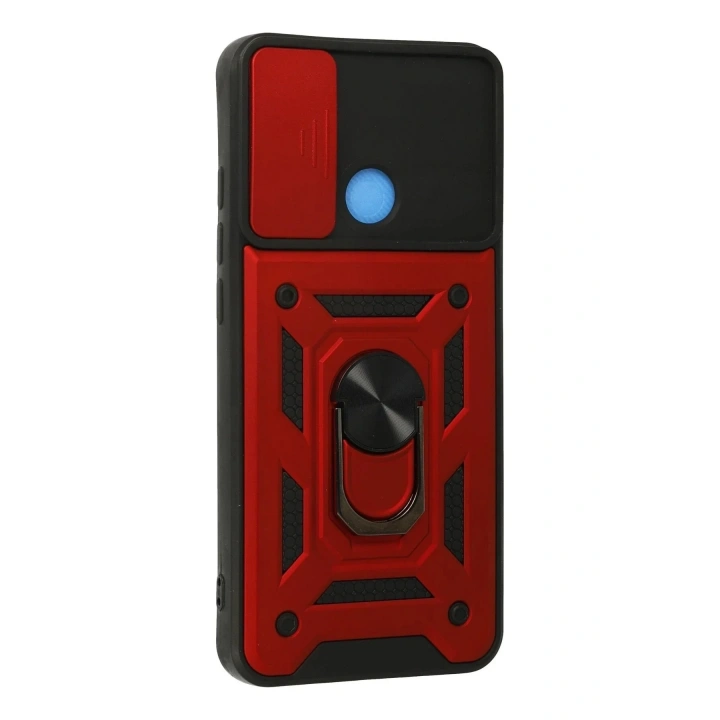 Mey İthalat®   Redmi 9C Kılıf Pars Lens Yüzüklü Silikon - Kırmızı