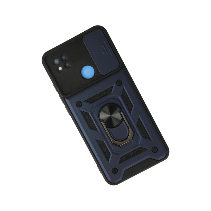 Mey İthalat®   Redmi 9C Kılıf Pars Lens Yüzüklü Silikon - Lacivert