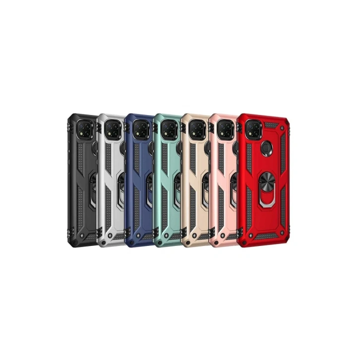 Mey İthalat®   Redmi 9C Kılıf Sofya Yüzüklü Silikon Kapak - Gold