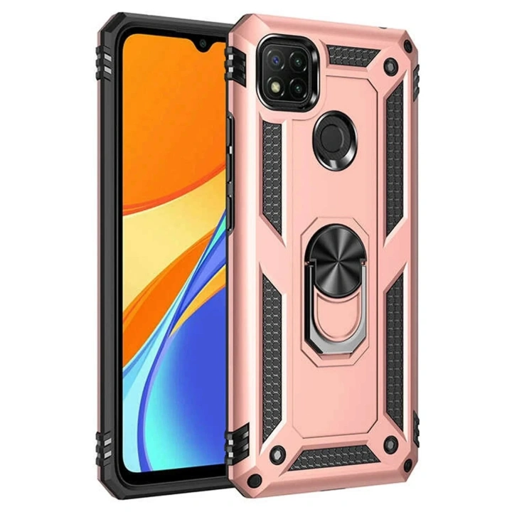 Mey İthalat®   Redmi 9C Kılıf Sofya Yüzüklü Silikon Kapak - Rose