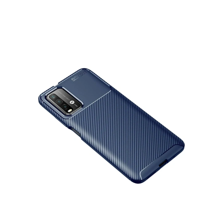 Mey İthalat®   Redmi 9T Kılıf Auto Focus Karbon Kapak - Lacivert