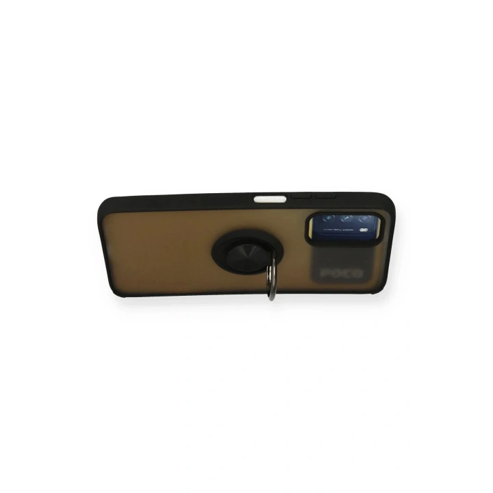 Mey İthalat®   Redmi 9T Kılıf Montreal Yüzüklü Silikon Kapak - Siyah