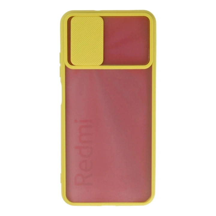 Mey İthalat®   Redmi 9T Kılıf Palm Buzlu Kamera Sürgülü Silikon - Sarı