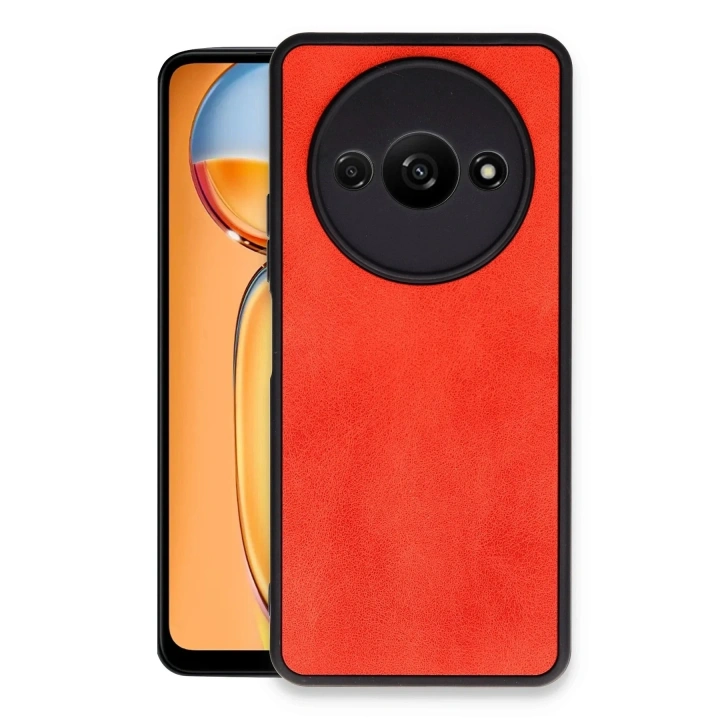 Mey İthalat®   Redmi A3 4G Kılıf Aras Deri Kapak - Kırmızı