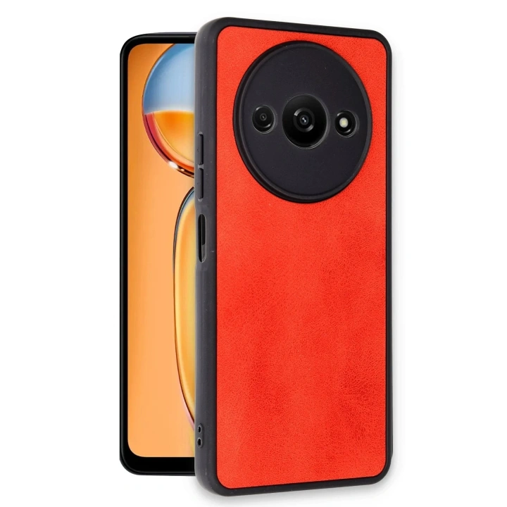 Mey İthalat®   Redmi A3 4G Kılıf Aras Deri Kapak - Kırmızı