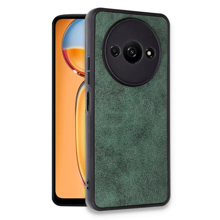 Mey İthalat®   Redmi A3 4G Kılıf Aras Deri Kapak - Koyu Yeşil