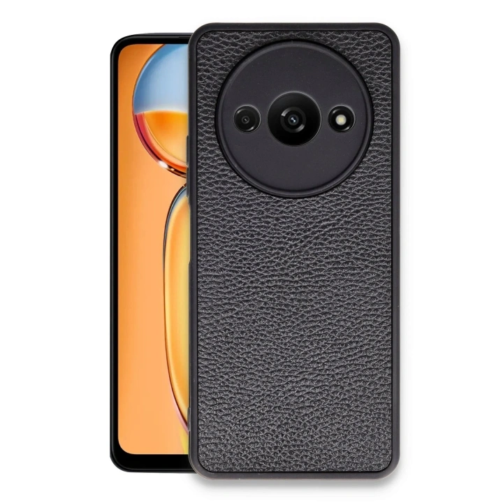 Mey İthalat®   Redmi A3 4G Kılıf Aras Deri Kapak - Siyah