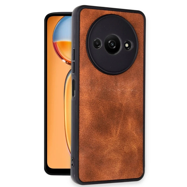 Mey İthalat®   Redmi A3 4G Kılıf Aras Deri Kapak - Taba