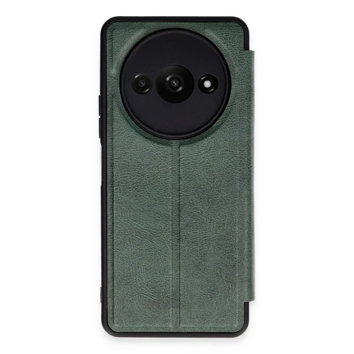 Mey İthalat®   Redmi A3 4G Kılıf Flip Cover - Koyu Yeşil