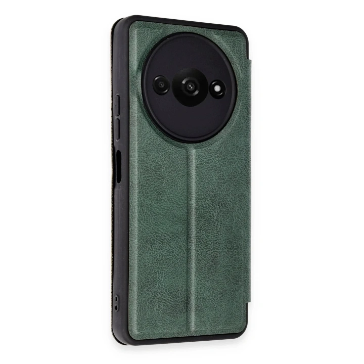 Mey İthalat®   Redmi A3 4G Kılıf Flip Cover - Koyu Yeşil