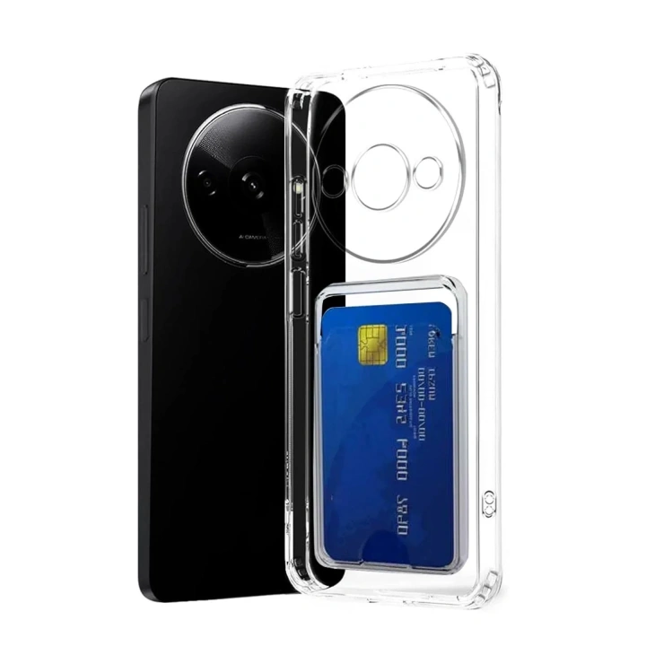 Mey İthalat®   Redmi A3 4G Kılıf Kart Şeffaf Silikon - Şeffaf