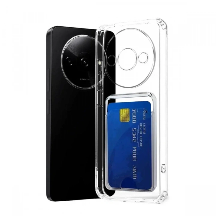 Mey İthalat®   Redmi A3 4G Kılıf Kart Şeffaf Silikon - Şeffaf