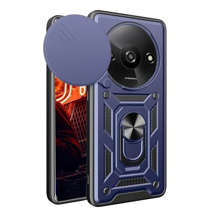 Mey İthalat®   Redmi A3 4G Kılıf Pars Lens Yüzüklü Silikon - Lacivert